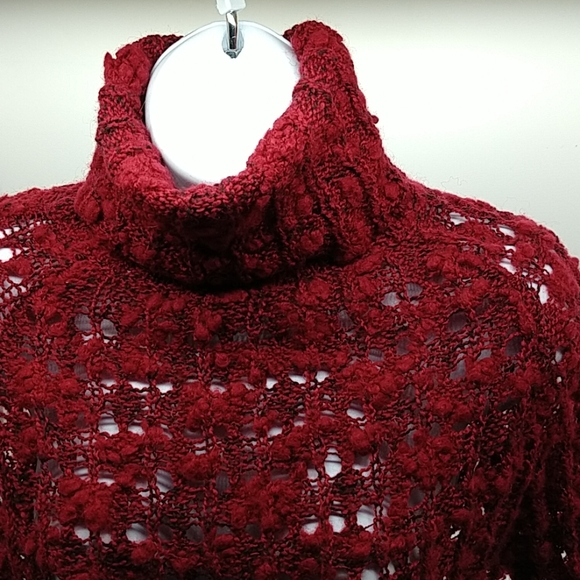 Dark Red/ Burgundy knitted heather sweater - Picture 3 of 5